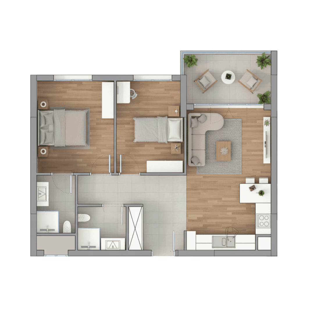 2+1 floor plan